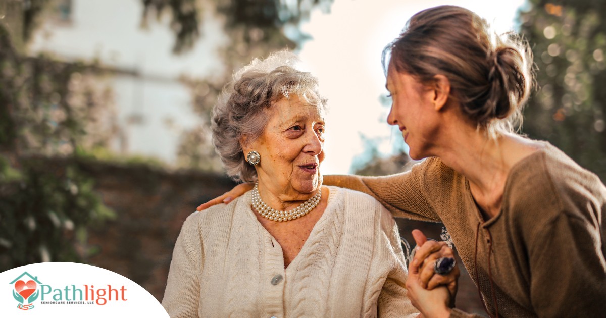 A daughter has a nice conversation with her older mother, showing the kind of conversation caregivers want to have with aging loved ones.