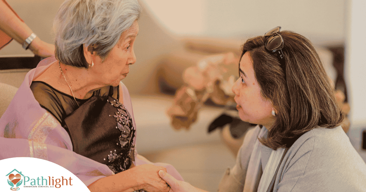 aging mother with daughter